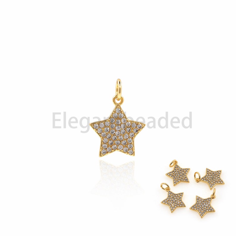 Micro pave Star Necklace-Cubic Zirconia Star-Five-pointed Star Charm-Jewelry Making Supplies 18.3x13x1.8mm