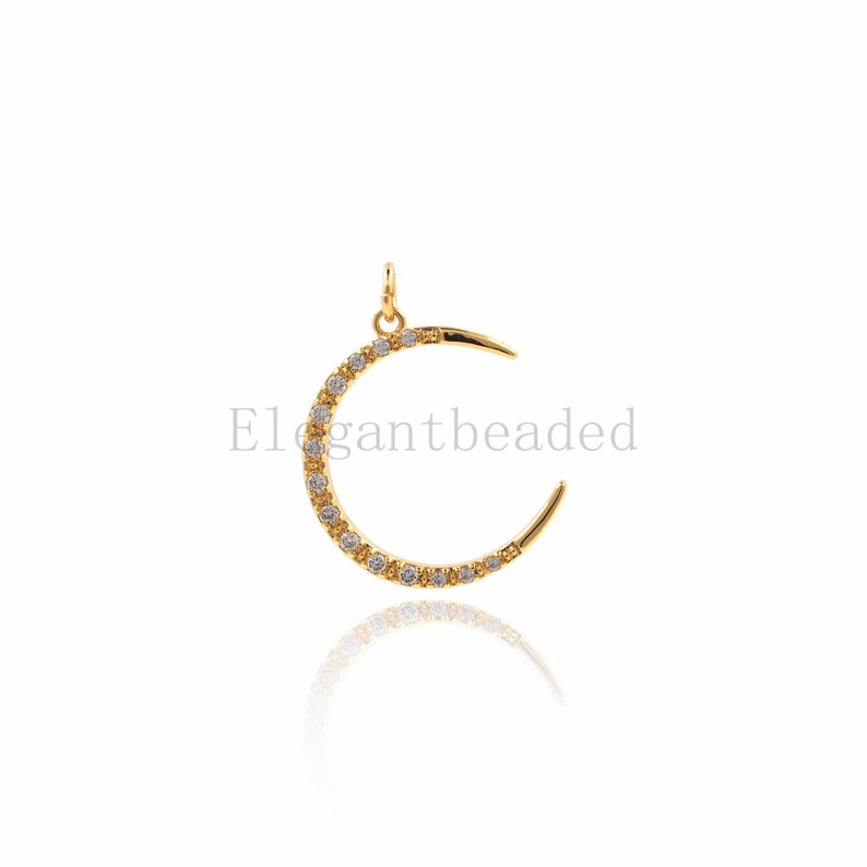 20.6x15.6x1.9mm Crescent Pendant-CZ Micro pave Moon Necklace-Gold Plated Celestial Jewelry Charm