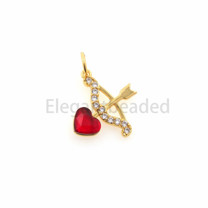 Cupid Bow Arrow Pendant-Bow Arrow Necklace-Unisex Charm Jewelry 19.9x15.2x2.4mm