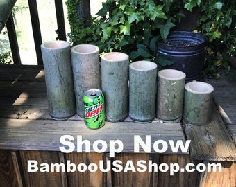 Bamboo Poles - 3.75 inchh-4.0 inch Diameter - Lot of (6) Green Bamboo Pieces (3.75" Diam. x 4" to 10" Length) - bamboousashop.com
