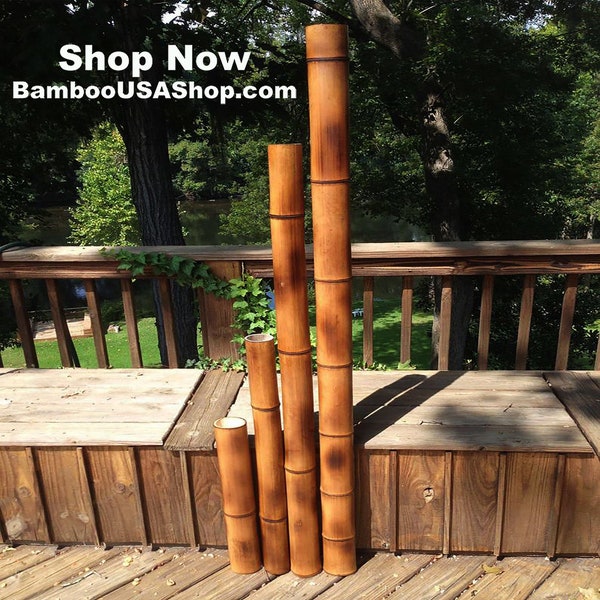 Bamboo Poles- 3.5 inch Diameter - Large+ Flamed (3.5" Diam. x 1.0 ft-7.0 ft Length) - bamboousashop.com
