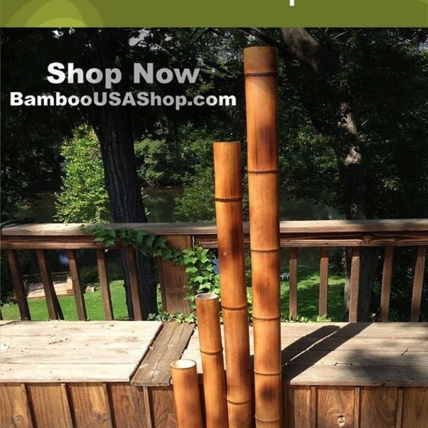 Bamboo Poles-3.5 inch Diameter Flamed Large+(3.5" Diam. x 1.0 ft-7.0 ft Length) - bamboousashop.com