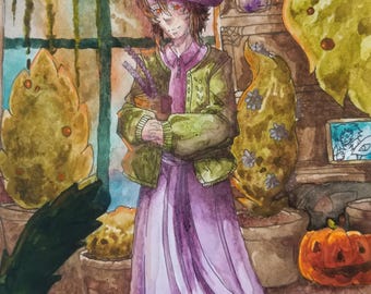 bruja jardinera de otoño