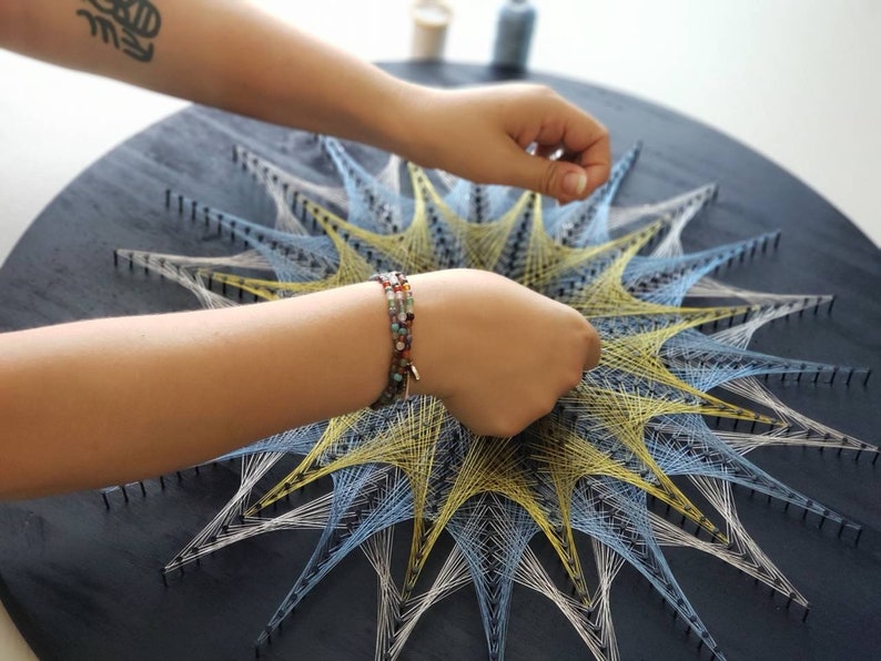 Star String Art Wall Hanging, Sacred Geometry Decor, Zen Mandala Wall