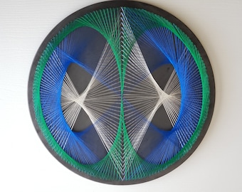Decoración de pared de arte de cuerda futurista, colgante de pared geométrica, decoración de arte zen, arte de geometría sagrada