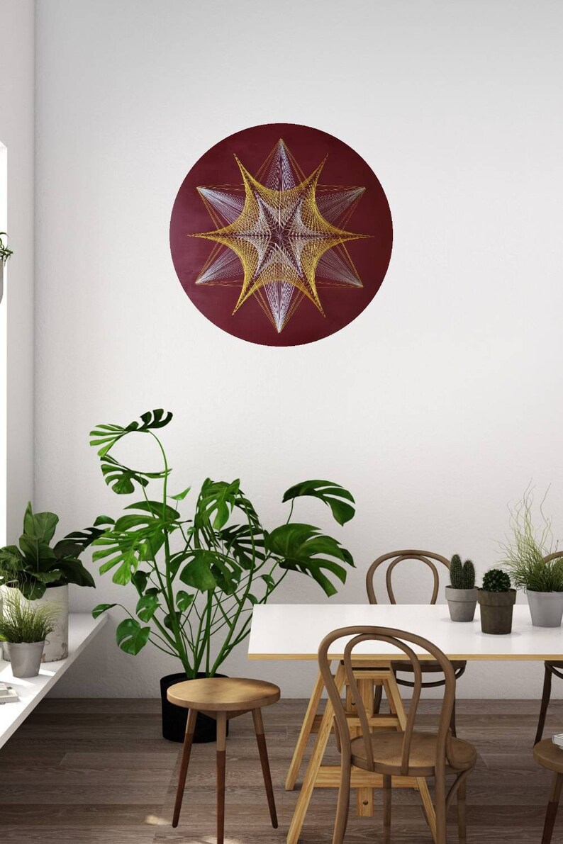 Star String Art Wall Hanging, Sacred Geometry Decor, Zen Mandala Wall