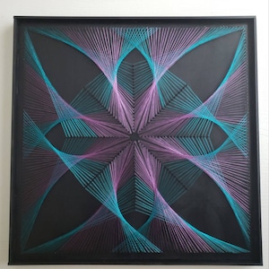 String Art Wall Hanging,Flower Living Room Decor, Boho Chic, Sacred Geometry Zen Art
