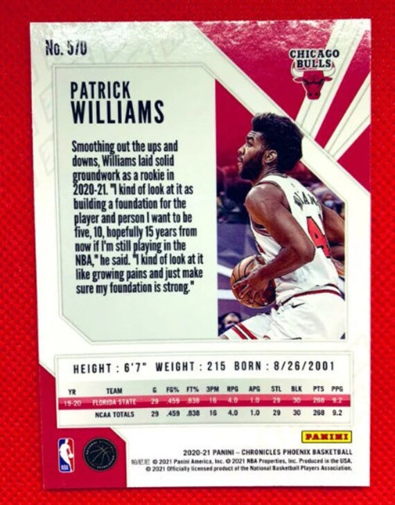 2020-2021 Patrick Williams Phoenix Rookie Panini Chicago Bulls # 570