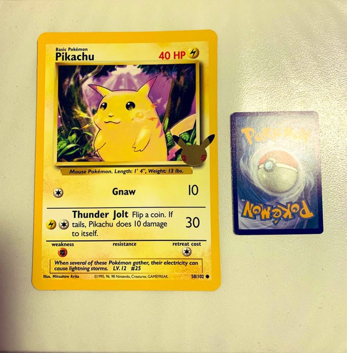 Pikachu JUMBO 25th Anniversary Pokemon Card 58/102 | Etsy