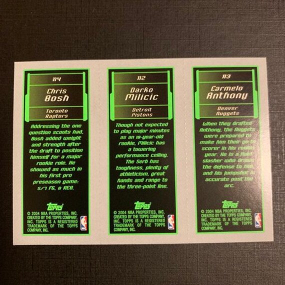 Carmelo Anthony / Darko Milcic / Chris Bosh 2004 Topps M3 Trio 