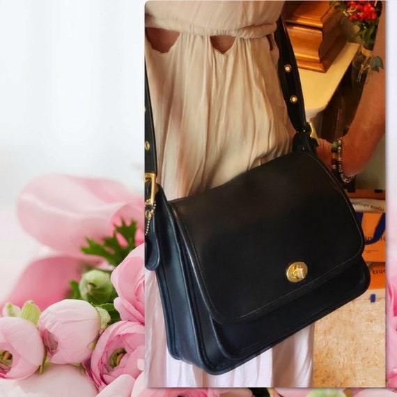 COACH RAMBLER Black Leather Crossbody Bag 9061 Gem