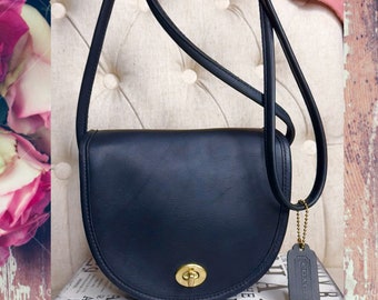 Vintage Coach Black Leather Crossbody Mini Bag 9825