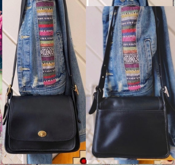 COACH RAMBLER Black Leather Crossbody Bag 9061 Gem