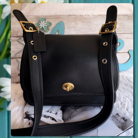 COACH RAMBLER Black Leather Crossbody Bag 9061 Gem