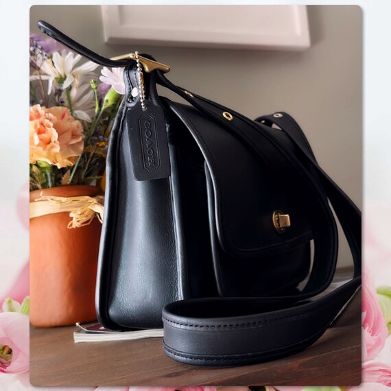 COACH RAMBLER Black Leather Crossbody Bag 9061 Gem