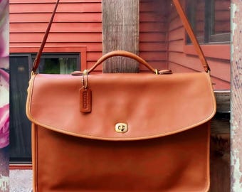 Vintage 90s Coach Mahogany Leather Lexington Brief #5265  Made in