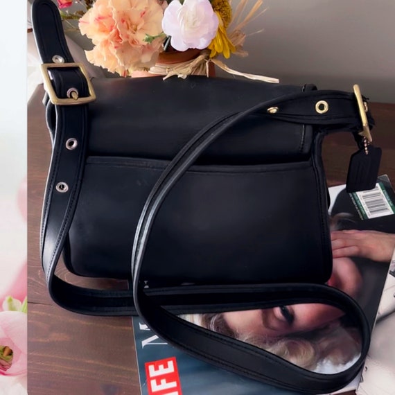 COACH RAMBLER Black Leather Crossbody Bag 9061 Gem