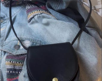 Vintage Coach Black Leather Mini Horseshoe Belt Bag 4857