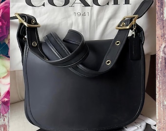 Coach Vintage Patricia’s Legacy Black Saddle Messenger Bag 9951