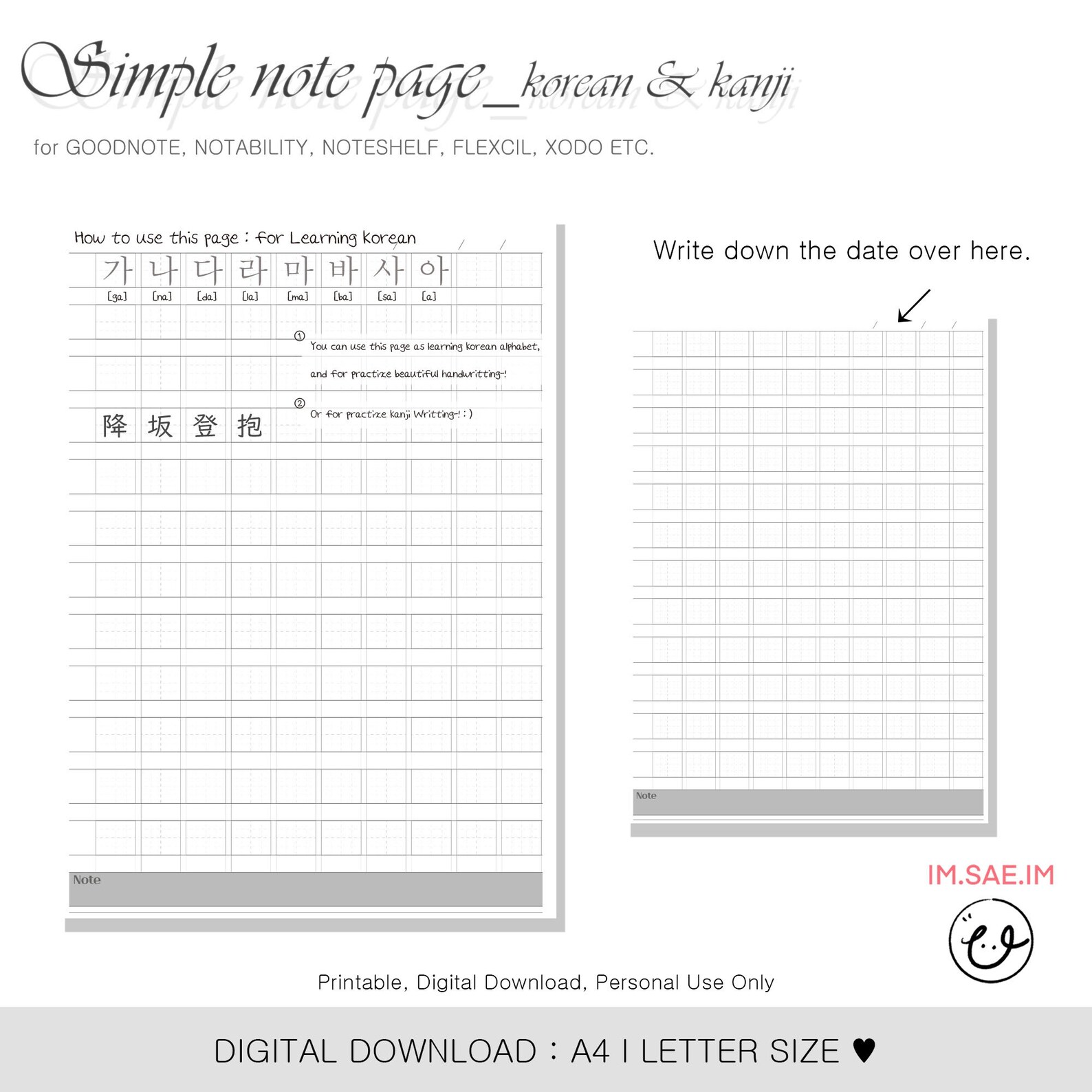 Printable planner Digital Download Japanese study | Etsy