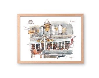 Union station Denver Dine & Shop hall Illustration, Denver Colorado Art, Denver watercolor, Train Station art, Colorado Watercolour, art