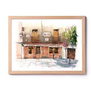 Restaurante Botin Madrid Ilustração, Sobrino de Botin Madrid aquarela, O restaurante mais antigo, Arte de Madrid, Madrid Guinness World Record