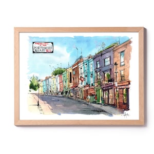 Portobello Road London Illustration, London Portobello watercolor, Protobello painting, London portobello art, Portobello Market