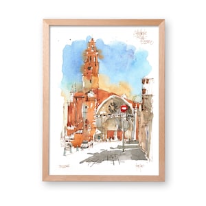 Aquarelle originale de Toulouse La cathédrale Saint-Etienne, peinture Toulouse Saint-Etienne, art de voyage Toulouse, art France, décoration d'intérieur