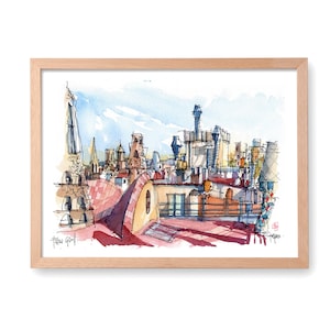 Palau Guell Gaudi Barcelona print, Antoni Gaudi Barcelona art print, Barcelona travel poster, Barcelona art, Barcelona wall art, Travel art