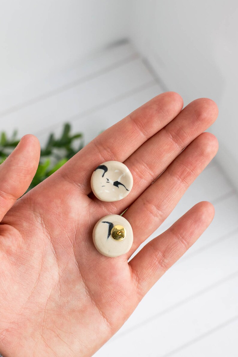 Black Coffee Thumb Print Earrings