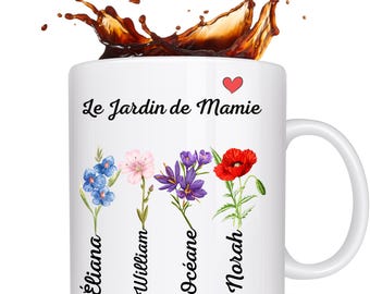Grandma's Garden Mug. Personalized Grandma Gift. Personalized Grandma Mug, Personalized Grandma Mug, Grandma Gift Mug. Ceramic Mug