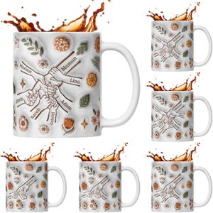 Mom gift - gift idea for women - customizable mug - Personalized Mother's Day Mug with 3D Flower First Names Mom Grandma Gift