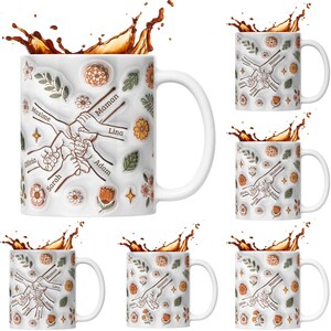 Mom gift - gift idea for women - customizable mug - Personalized Mother's Day Mug with 3D Flower First Names Mom Grandma Gift