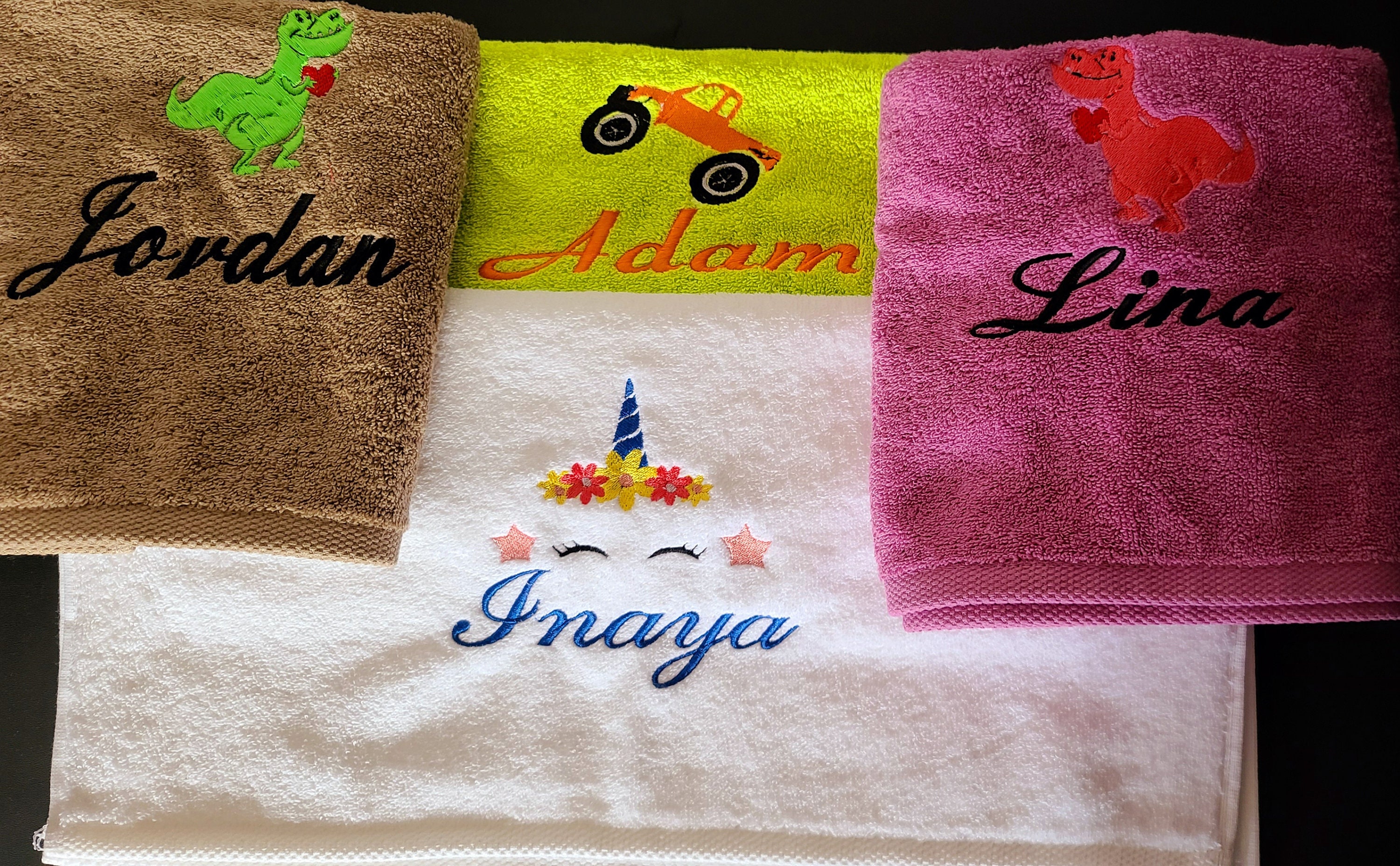 Personalised towel name name patterns cotton 500g/m2 CE Etsy