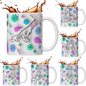 Mom gift - gift idea for women - customizable mug - Personalized Mother's Day Mug with 3D Flower First Names Mom Grandma Gift