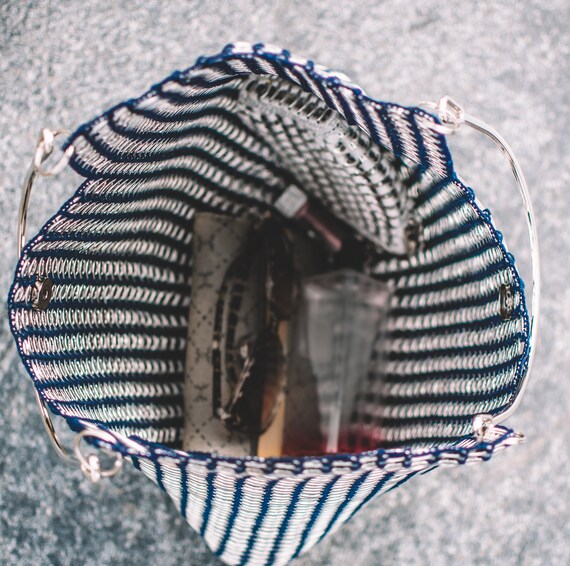 カナダmade アルミ玉　ビンテージ Soda Can Pop Top Bag Pop Tab Handmade Crochet Clutch Metal Retro