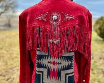 Custom Leather Jacket | Women’s 2X | Fringe Jacket | Western Jacket | Unique Fashion | NFR jacket | Fringe