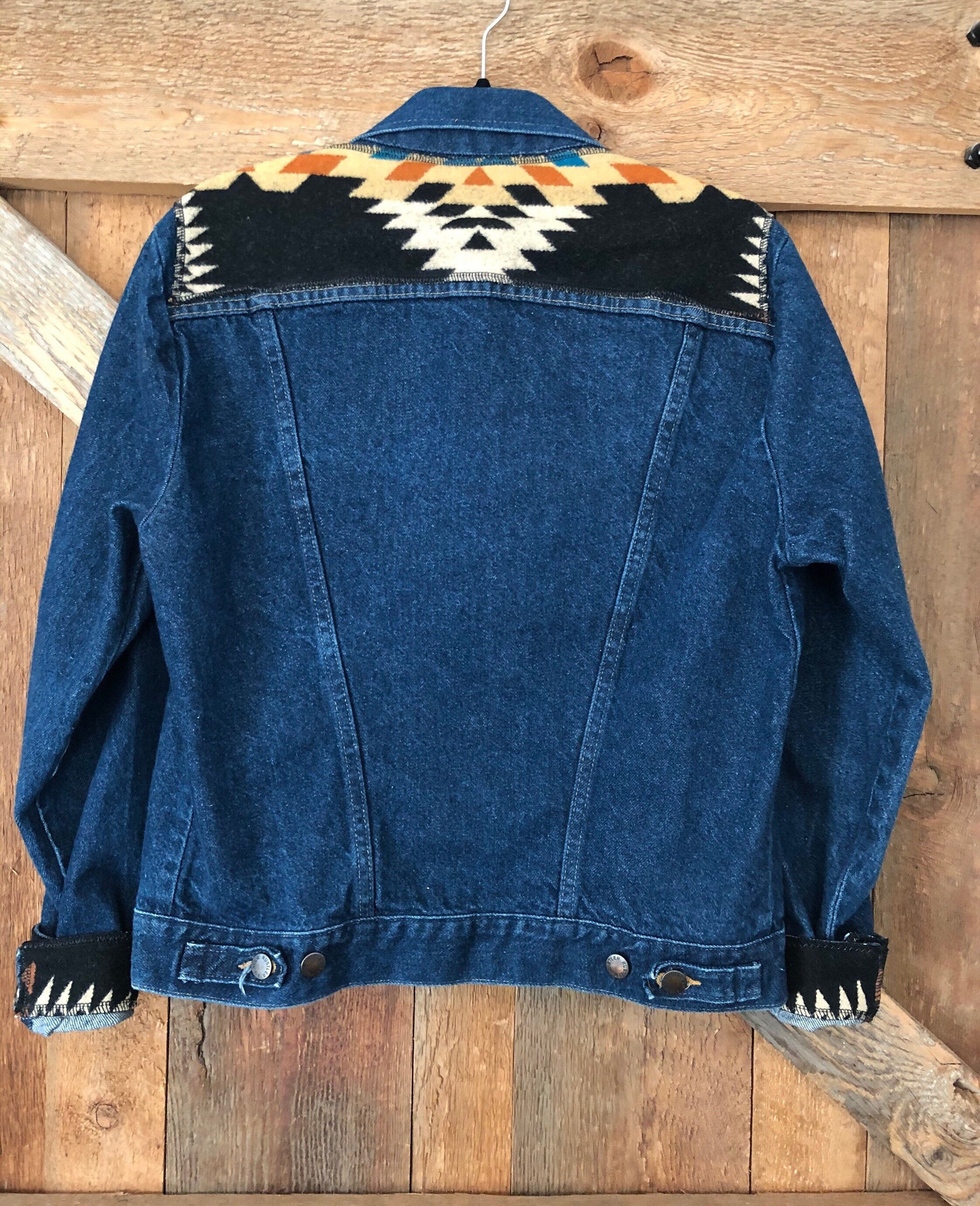 Wrangler Jacket Pendleton Wool Mens Medium Denim Jacket Etsy