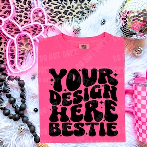 Comfort Colors Tshirt Mockup, CC1717 neon pink, folded front of shirt, digital mock up