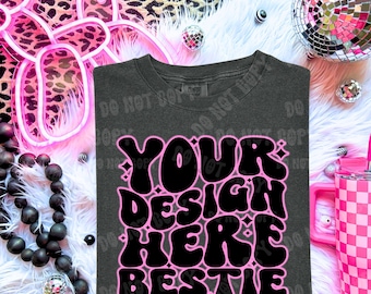 Comfort Colors Tshirt Mockup, CC1717 Pepper, neon light, front of shirt , digital mock up