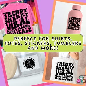 three different t - shirts with the words perfect for shirts, totes, stick