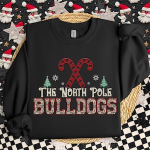 Bulldogs Christmas themed Mascot PNG Christmas School Spirit, Holiday Mascot, Game day Christmas Festive Faux Embroidery Digital Download