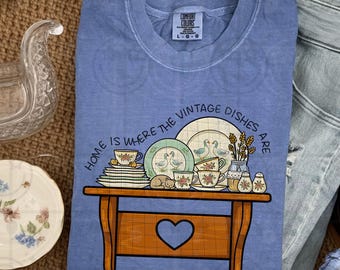 El hogar es donde están los platos vintage PNG / Diseño de cocina rústica desgastada / Gráfico de platos de ganso de estilo cottagecore / Arte de estilo vintage desgastado