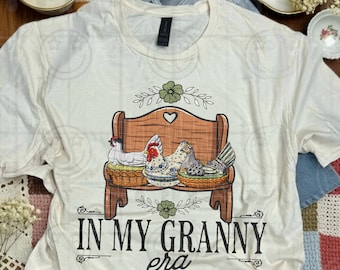 In meiner Oma Ära Vintage Bauernhaus Huhn Holzherz Bank Shirt Design PNG Digital Download