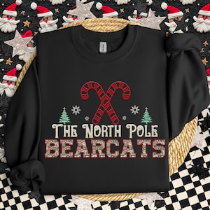 Bearcats Christmas themed Mascot PNG Christmas School Spirit, Holiday Mascot, Game day Christmas Festive, Faux Embroidery Digital Download