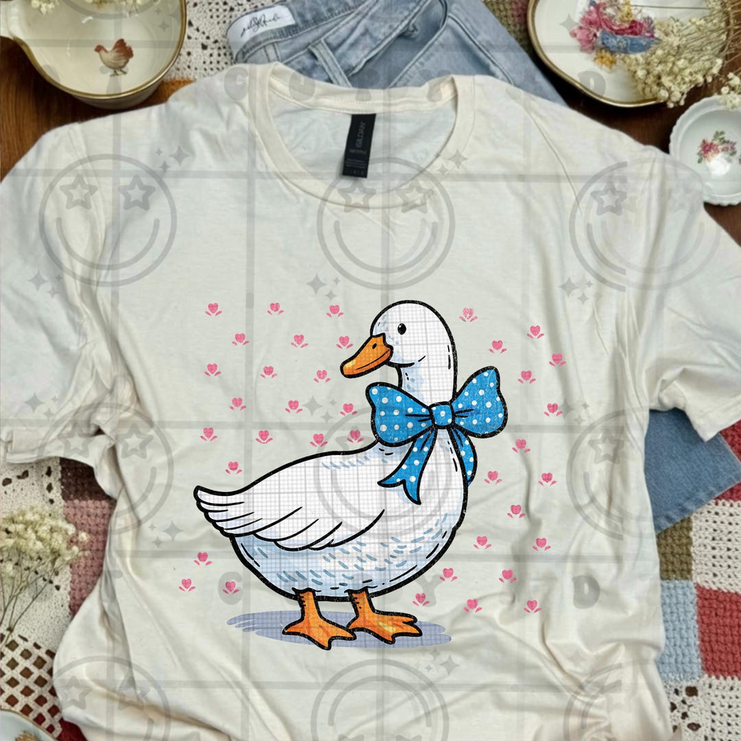 Blue Ribbon Goose PNG Cottagecore Grannycore Vintage Thrift Aesthetic ...