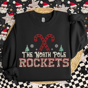 Rockets Christmas themed Mascot PNG Christmas School Spirit, Holiday Mascot, Game day Christmas Festive Faux Embroidery Digital Download