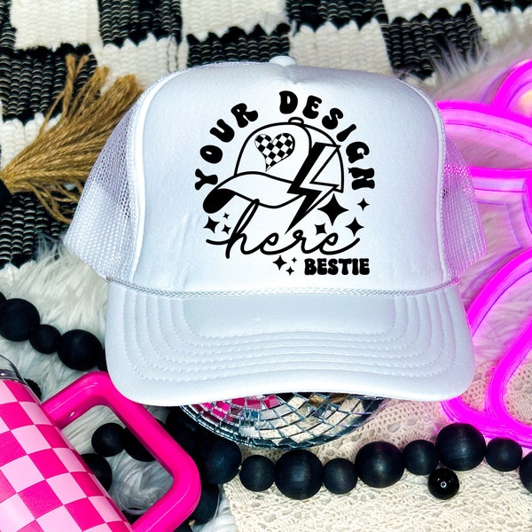 Otto Trucker Hat Mockup: White hat mock up photo, digital download