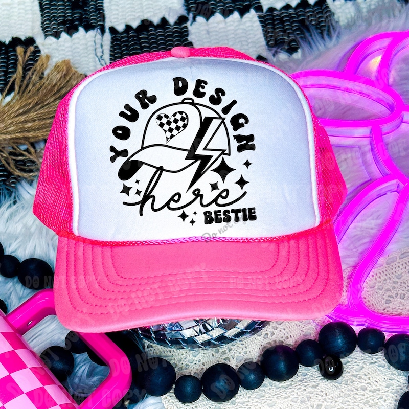 Signature Trucker Hat Neon Pink/White