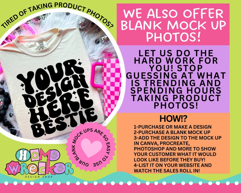 a pink and green flyer with a picture of a t - shirt